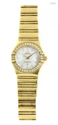 A ladies' 18ct gold diamond set Omega 'Constellation' bracel...