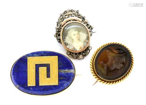 A late Victorian gold mounted Tassie intaglio brooch, by Ben...