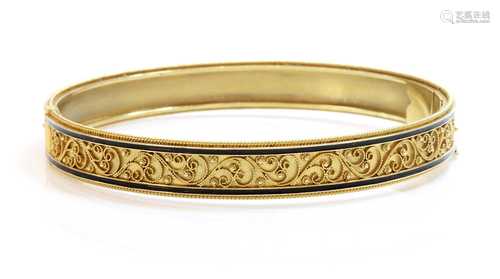 A Victorian archaeological revival Etruscan style gold and e...