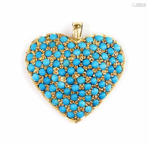 A turquoise set heart shaped pendant/enhancer,