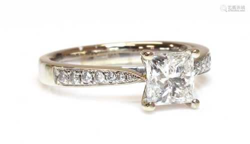 An 18ct white gold single stone diamond ring,