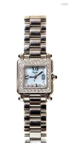 A ladies' stainless steel diamond set Chopard 'Happy Sport' ...