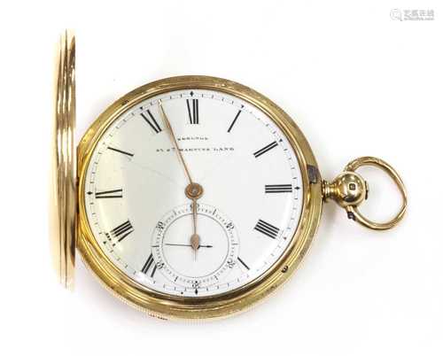 An 18ct gold key wound hunter pocket watch,