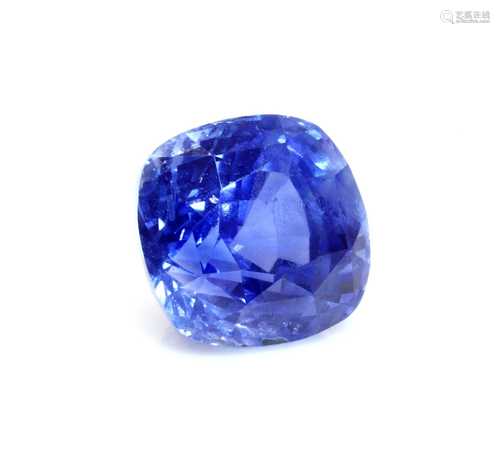 An unmounted cushion cut unheated sapphire of 3.84ct,