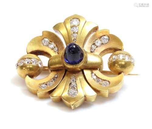 A former Austro-Hungarian sapphire and diamond double fleur-...