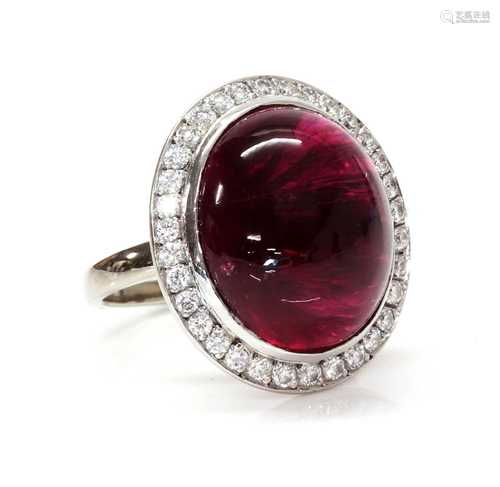 An Australian tourmaline and diamond cluster ring, by Jan Lo...