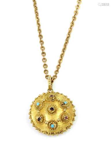 A Regency gold circular gem set pendant, c.1820,
