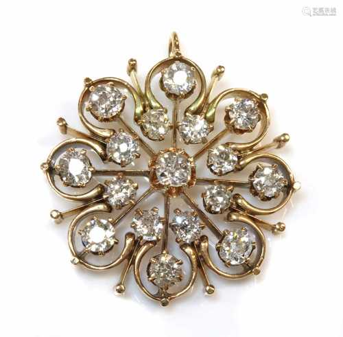 A late Victorian diamond set pendant,