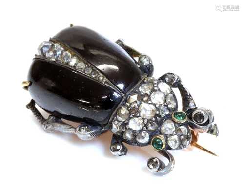 A former Austro-Hungarian garnet and diamond beetle brooch, ...