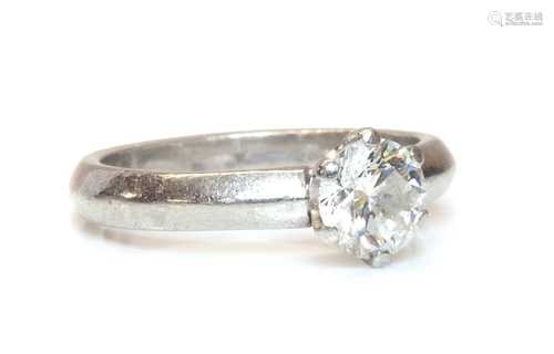 A platinum single stone diamond ring,