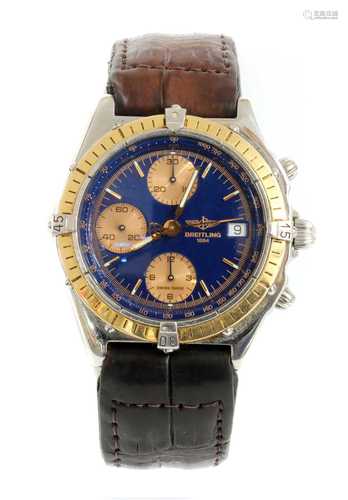 A gentlemen's bi-colour Breitling automatic chronograph stra...