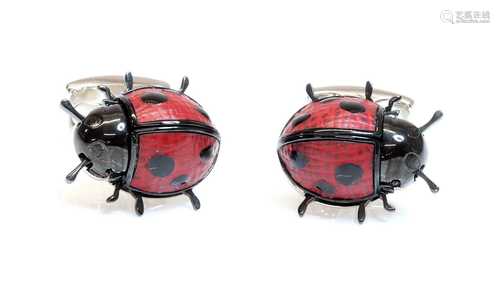 A pair of novelty ladybird cufflinks, by Deakin & Francis, r...