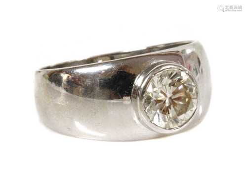 An 18ct white gold single stone diamond ring,