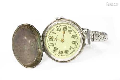 A sterling silver Rolex full hunter officer's trench watch, ...