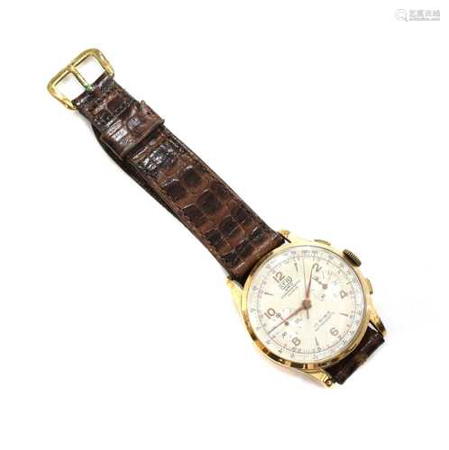 A gentlemen's 18ct gold ITA Genève Suisse mechanical strap w...