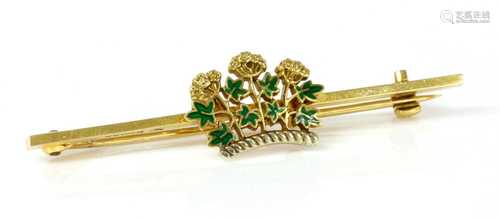 A cased 9ct gold enamel Royal Society of Medicine bar brooch...