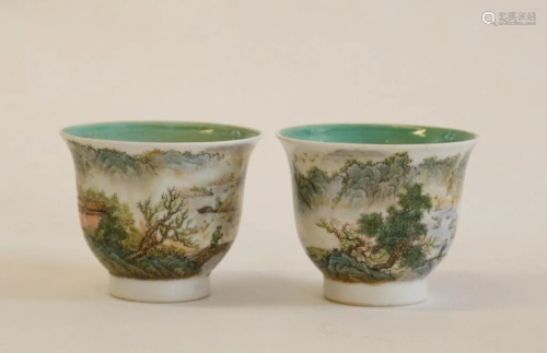 GUANGXU FAMILLE ROSE PAIR OF CUPS