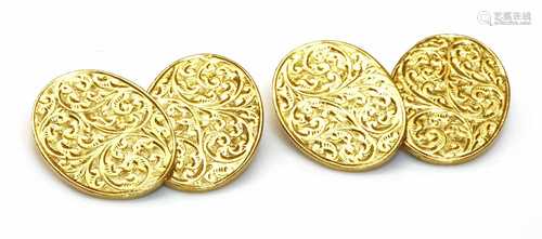 A pair of 18ct gold chain link cufflinks, by Barnet Henry Jo...