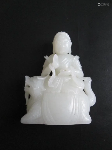 HETIAN white Jade sitting Buddha