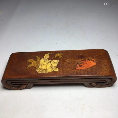 Chinese Huali Wood Carved Wrist Rest