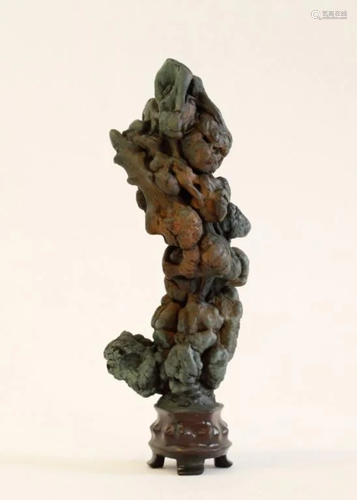 Qing natural root scholar tree with solid hongmu