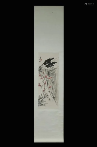 Chinese Ink Color Scroll Painting,Signed