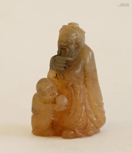 18th Century Soapstone Carved Man & Boy