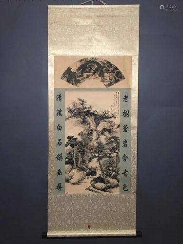 Chinese Ink Color Landscape Scroll