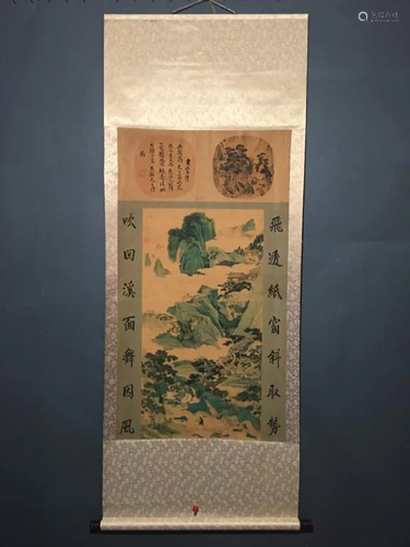 Chinese Ink Color Landscape Scroll