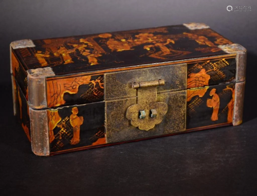 19TH Century Lacquer GILT WOOD FIGRAL BOX