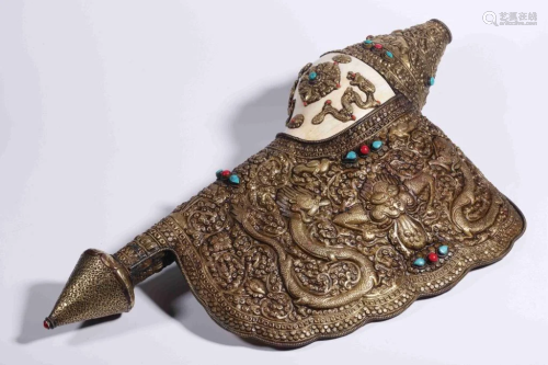 Tibetan Gilt Bronze Snail