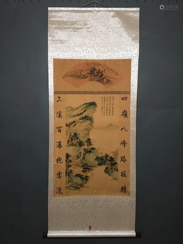 Chinese Ink Color Landscape Scroll