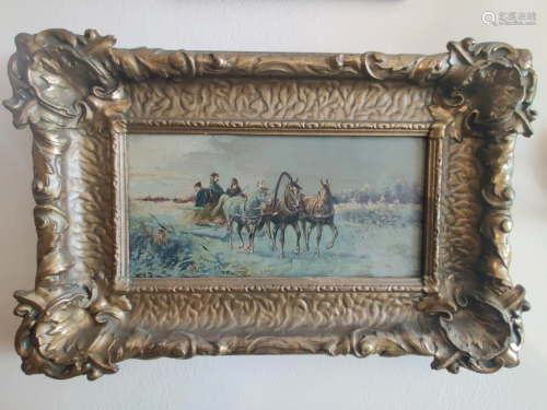 19th.C Russian Oil Painting, Signed