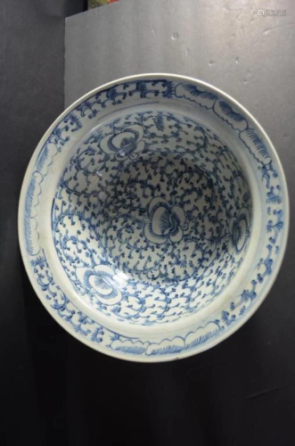 A large blue and white porcelain bowl