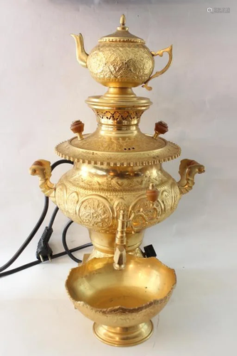 1920th Turkish Gold Plate Samovar