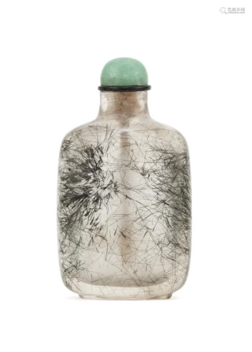 CHINESE HAIR CRYSTAL SNUFF BOTTLE