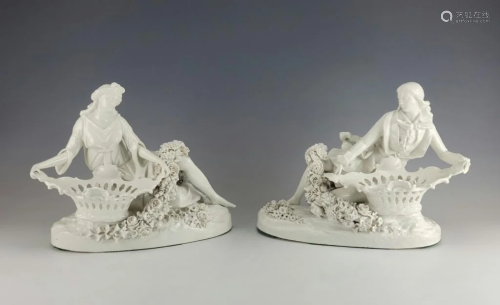 Lrg 19C German Porcelain Pair Figurines
