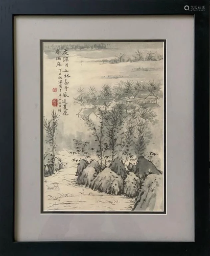 Shi Tao, Chinese Ink Color Painting w Calligraphy