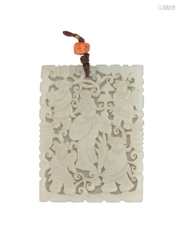 18th Century white Jade Panel