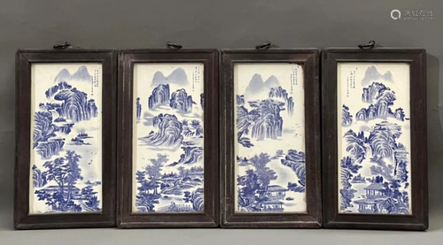 Chinese Blue and White Porcelain Plaque Set