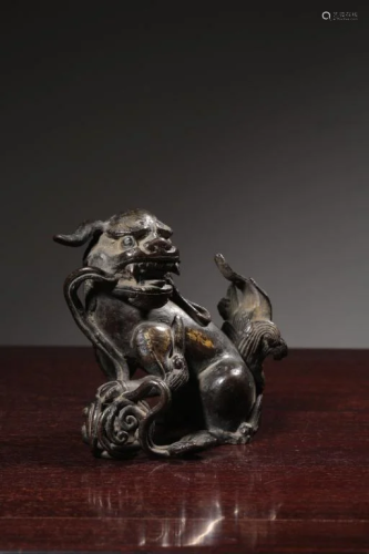 Qing Chinese Bronze Lion Play Ball