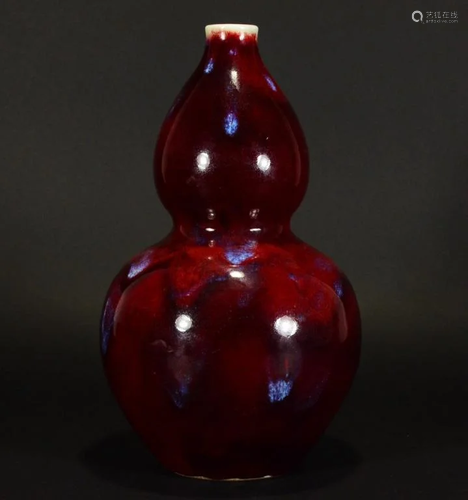 18th Century framed GLAZED GOURD VASE