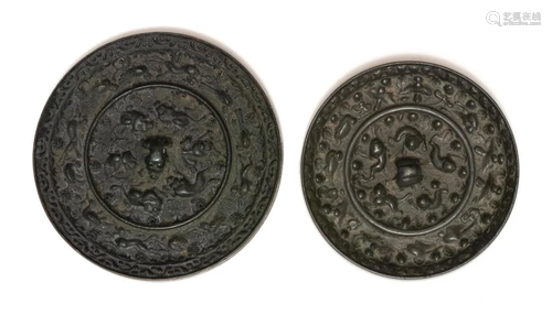 TWO CHINESE BRONZE MIRRORS