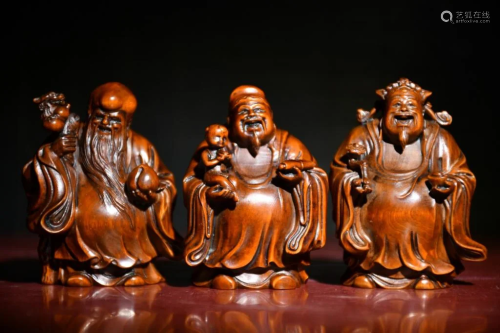 Chinese Huangyang Wood Carved Figurines