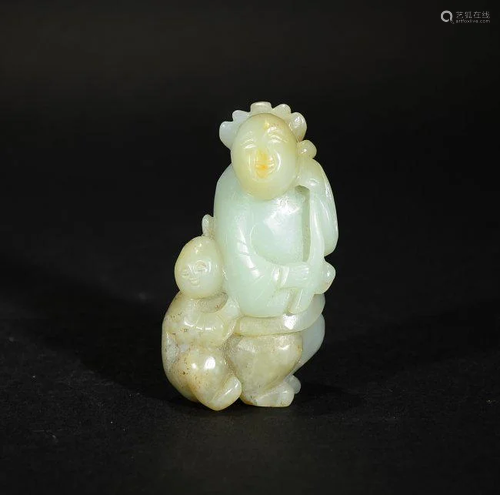 A CARVED GREY JADE LOTUS