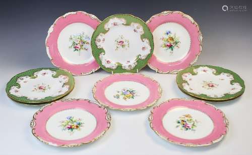 Five Coalport porcelain cabinet plates, 19th century, each w...