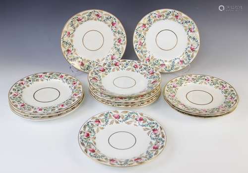 Fifteen Derby florally decorated plates, 19th century, each ...