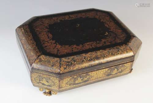 A 19th century Chinese Canton lacquered gaming compendium, t...