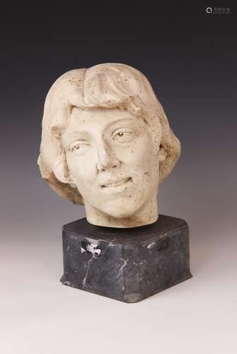 An Art Deco marble sculpture of a female head, early 20th ce...