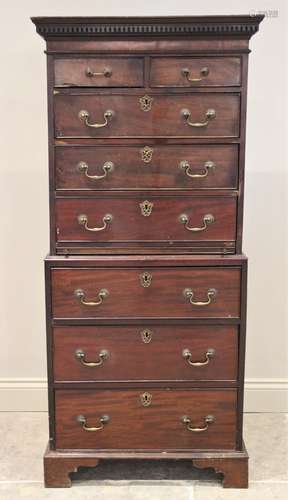 A George III mahogany chest on chest of small proportions, t...